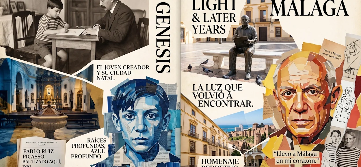 Panel expositivo sobre Pablo Picasso y su vinculación con Málaga.